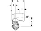 T-Anschlusswinkel 90° abgesetzt 20mm-1/2"-20mm L=52mm 620.981.00.1 - Geberit FlowFit-Rohre/Formstücke