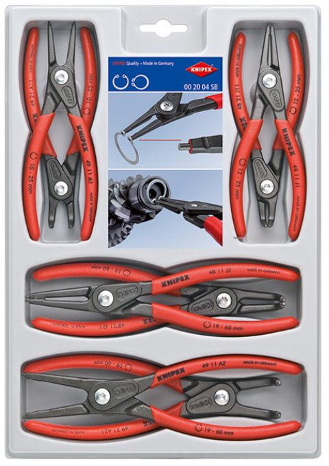 KNIPEX Sicherungsringzangen-Set 002004 SB, 8-tlg., Kunststoff-Griffhülle - Zangen, Schneiden