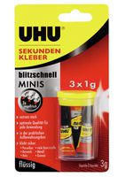 UHU Sekundenkleber, SUPER MINIS 3 x 1g, universal, dünnflüssig - Kleben
