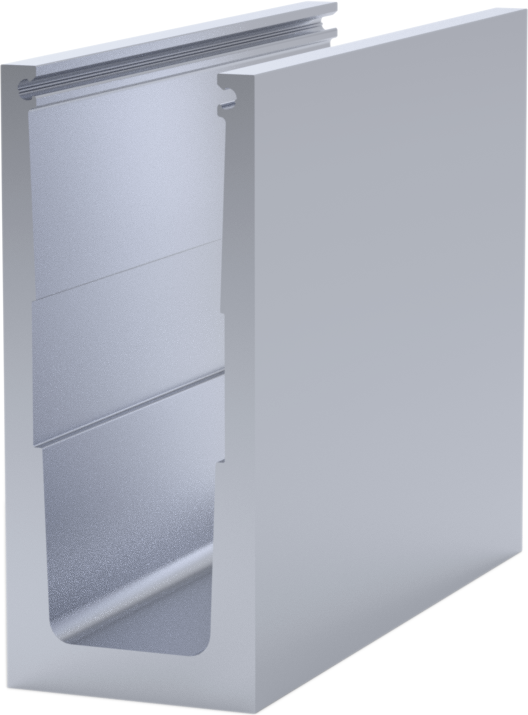 Aluminium U-Profil Ganzglasgeländer Basic Trockenverglasung, 158 x 70mm, roh, pressblank, L - INOXTECH-Handlauf-/Geländer-System