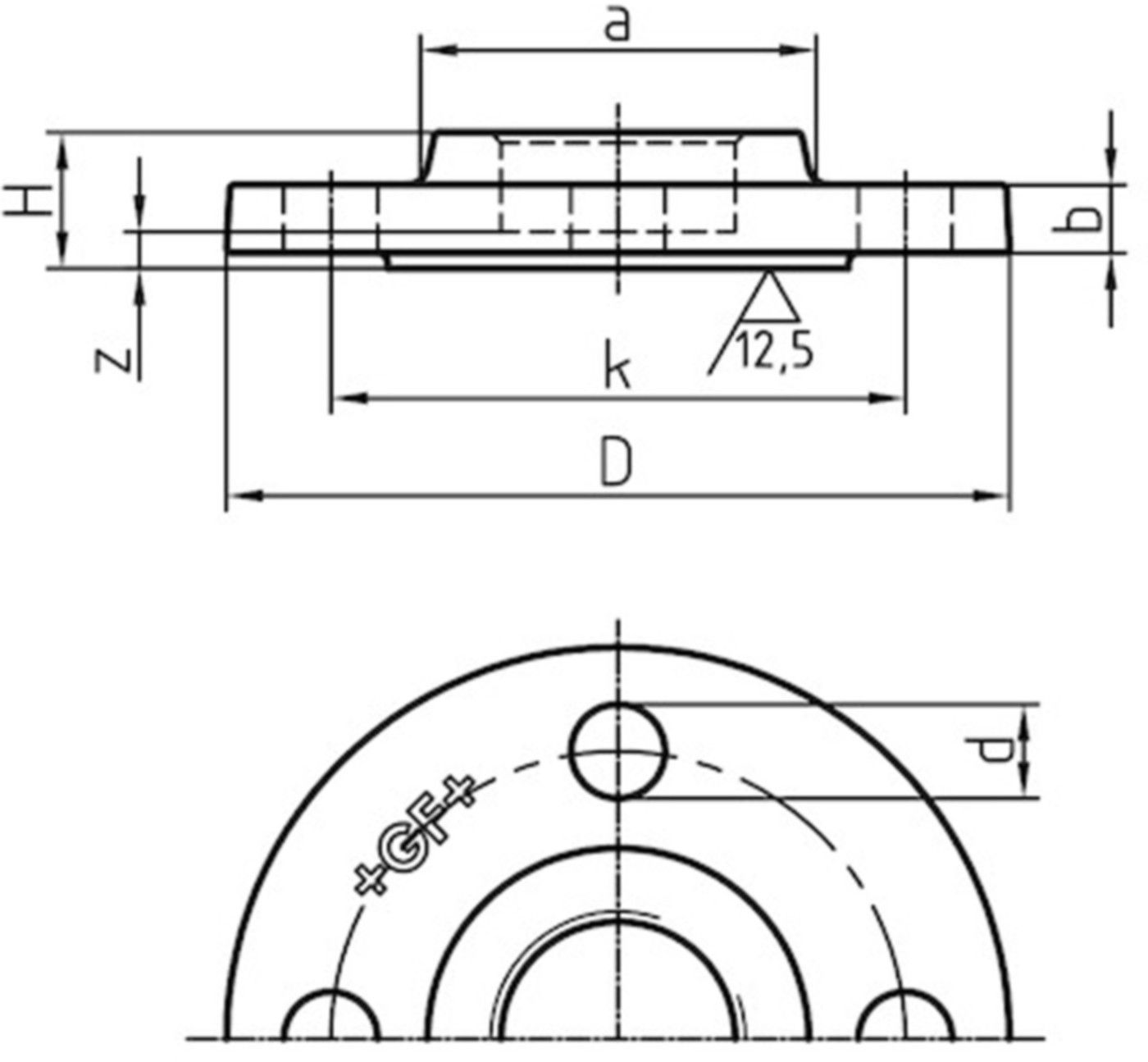 Flansch PN 10 329 V 3" 4-Loch 770 329 211 - GF verz. Tempergussfittings