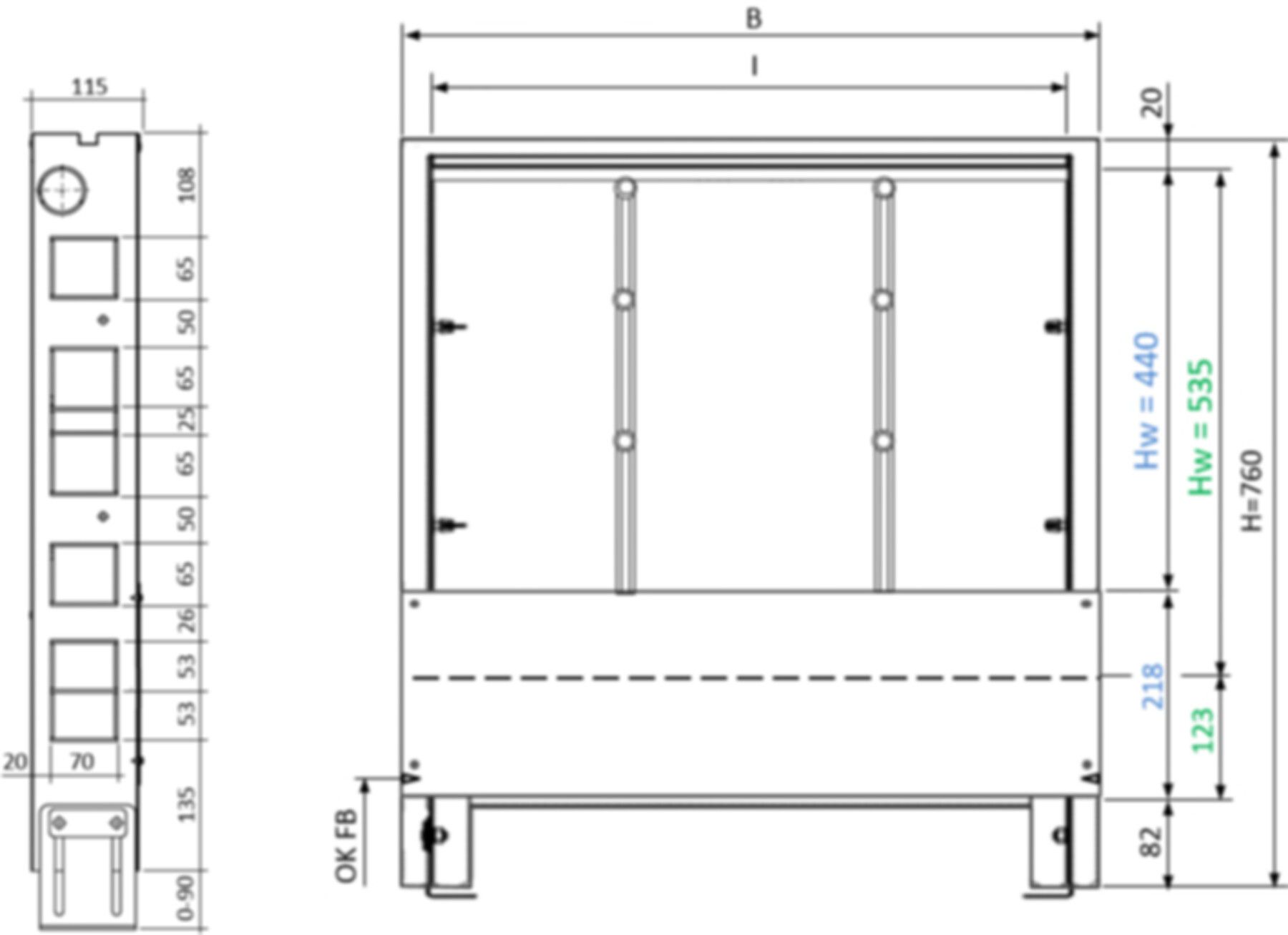 Verteilerschrank Blech-VK Swiss 900 760 x 875 x 115 mm feuerverz. - BKK Verteilerkasten