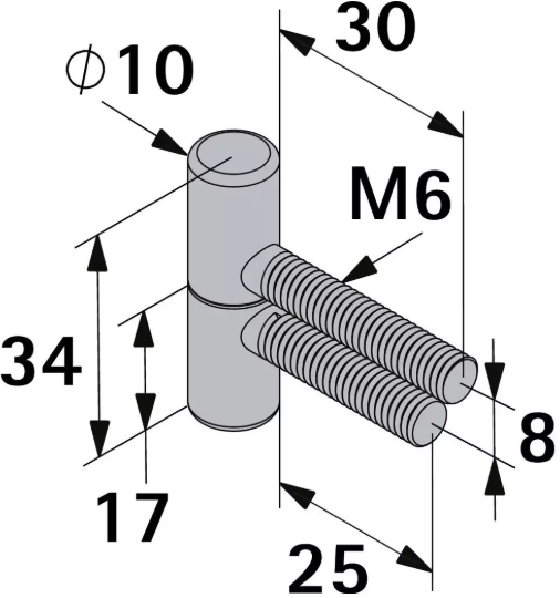Hettich Einbohrband verzinkt, 10 x 34mm, Traglast 10kg, à 2 Stk - Diverse Möbelbeschläge und Zubehör