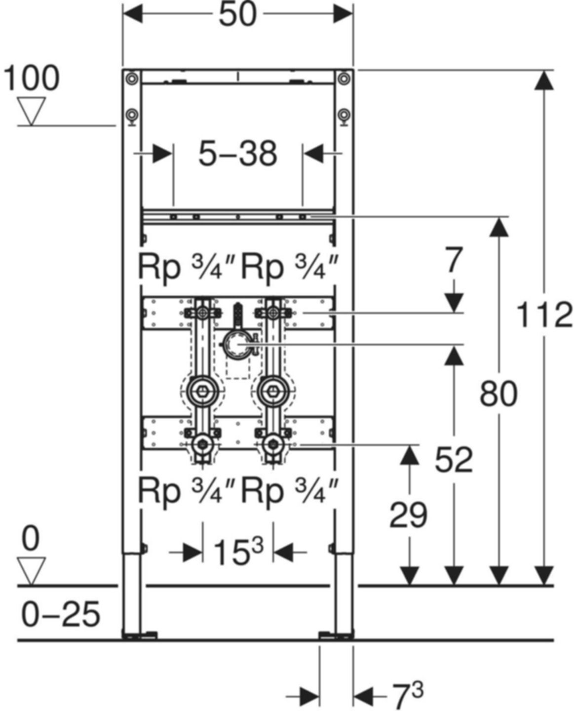 Element für Waschtisch 111.570.00.2 Typ 112, Standarmatur, Wasserzählerstr. - Geberit-Duofix