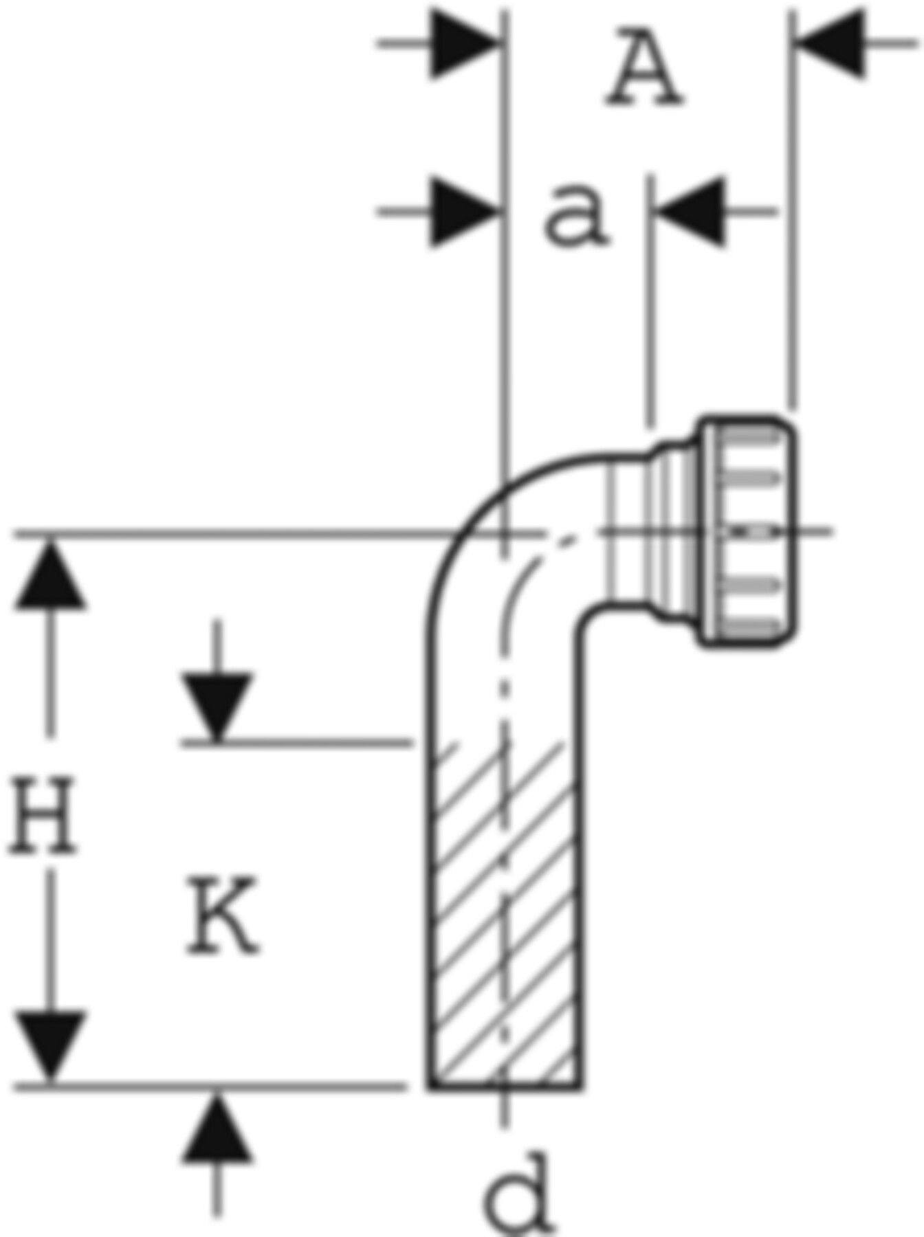 Gewindebogen 90° mit Verschraubung d 63/ 56mm 152.228.16.1 - Geberit-Sifon + Apparateanschlüsse