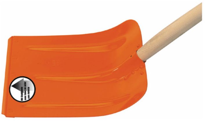 Schneeschaufel Alu, orange B= 330mm, Gr.1, Stahlkante, mit Stiel - Bauwerkzeuge
