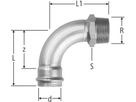 Industry-Bogen 90° mit AG 28mm x 1" 80305.26 - Optipress-Industry Formstücke