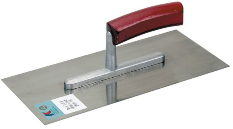 Glättekelle, Stahl, nietenlos L= 280mm, B= 130mm, mit gebogenem Heft - Bauwerkzeuge