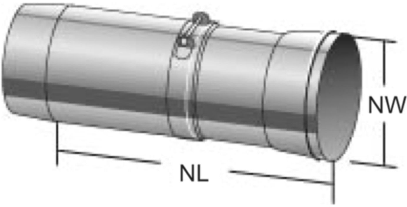 Alkon Ausgleichselement d 130 mm 6KAGE130 mit Dichtung und Klemmband - Kaminsystem V4A einwandig