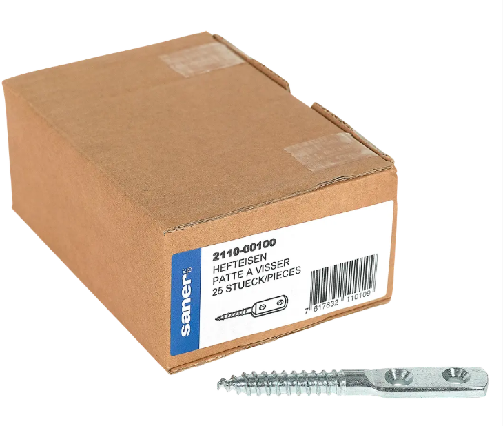 SANER Hefteisen, stark, mit 2 Loch ø10mm 100x16x5mm, verzinkt - Holzverbinder