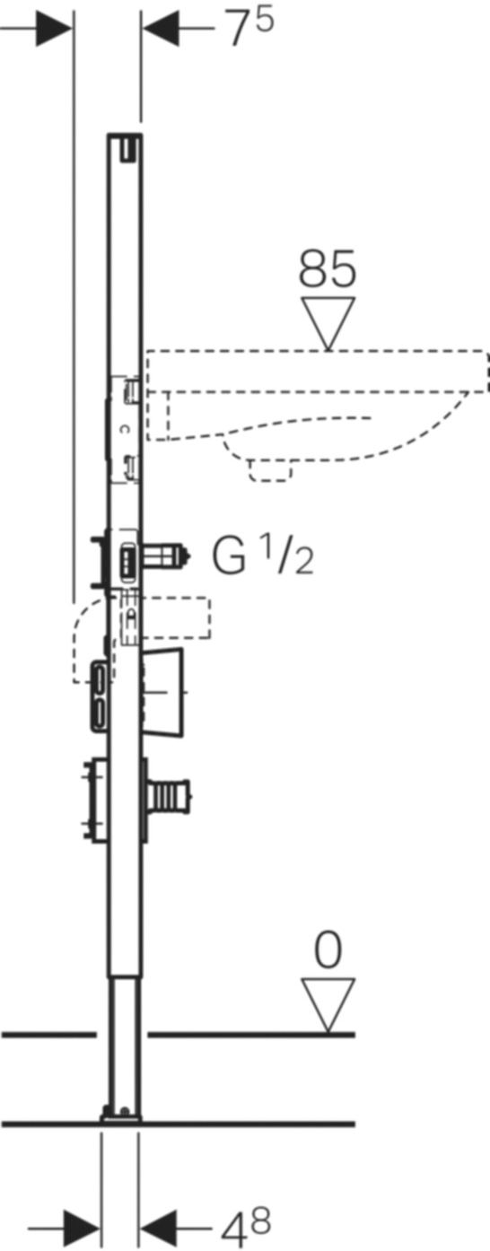 Element für Waschtisch 111.572.00.2 Typ 112, Standarmatur, Wasserstrecken - Geberit-Duofix
