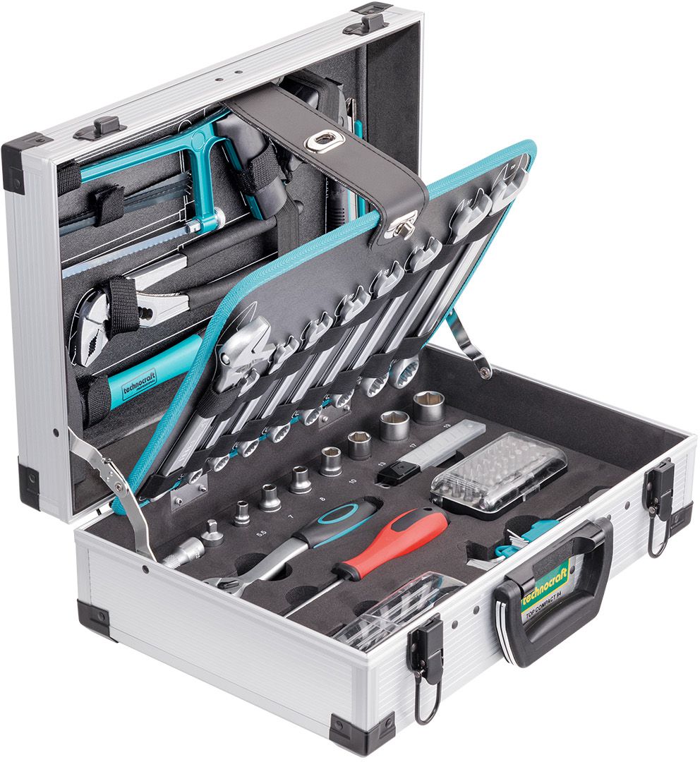 TECHNOCRAFT Alu-Werkzeugkoffer TOP COMPACT 94-tlg., 3/8", 370x270x135mm - Werkzeugkoffer,Sortimentskoffer,Behälter
