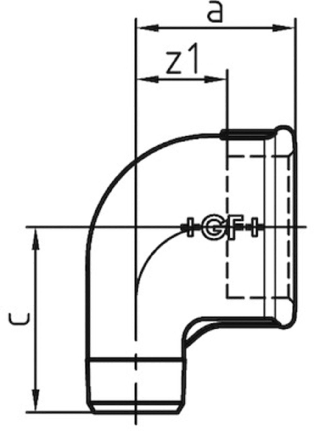 Winkel red. AG 92 V 3/4"- 1/2" 770 092 217 - GF verz. Tempergussfittings
