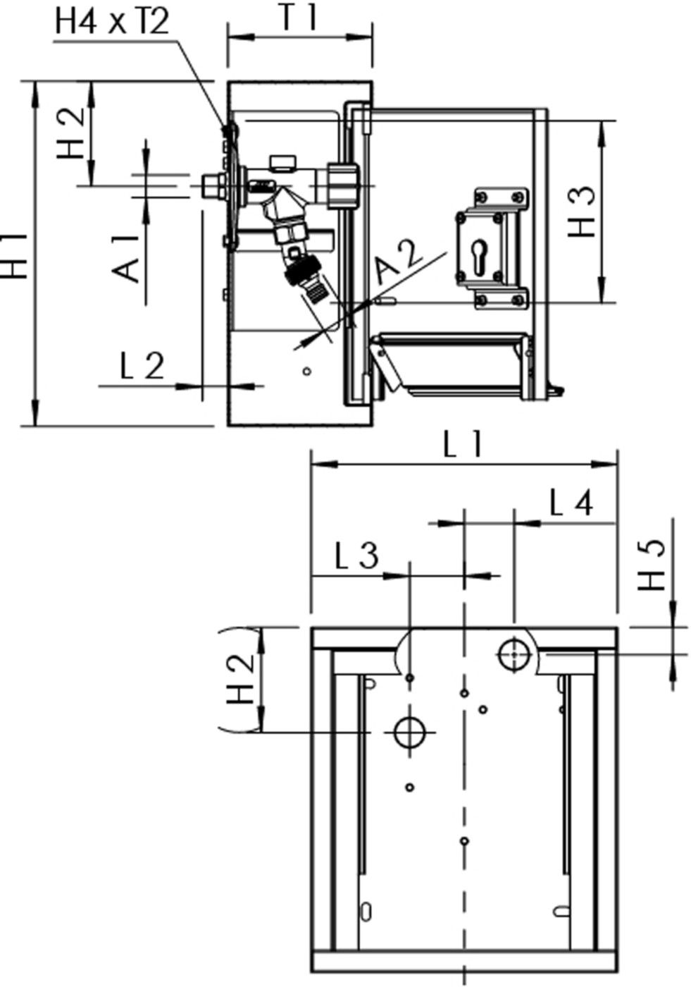 Wandaufputzschränke Mini Tresor 212 09 1x230V, Auslaufventil - Kemper Armaturen