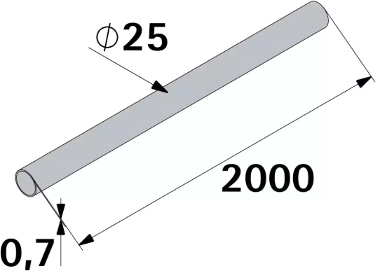 Hettich Schrankrohr verchromt, rund, D = 25 x 2000mm - Diverse Möbelbeschläge und Zubehör