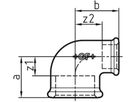 Winkel 90° red. 90 V 11/2"- 3/4" 770 090 225 - GF verz. Tempergussfittings