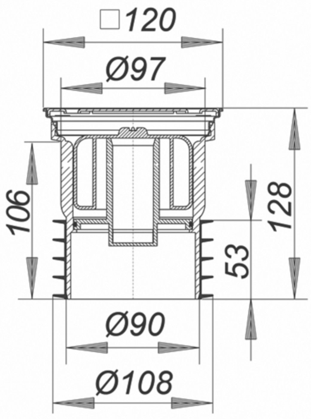 Bodenablauf Pronto Plus mit Edelstahl-Rost begehbar 300 Kg DN 100 3-700032 - SCHACO Entwässerungstechnik
