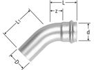 Industry-Bogen 45° 1 Muffen 54mm 80304.28 - Optipress-Industry Formstücke