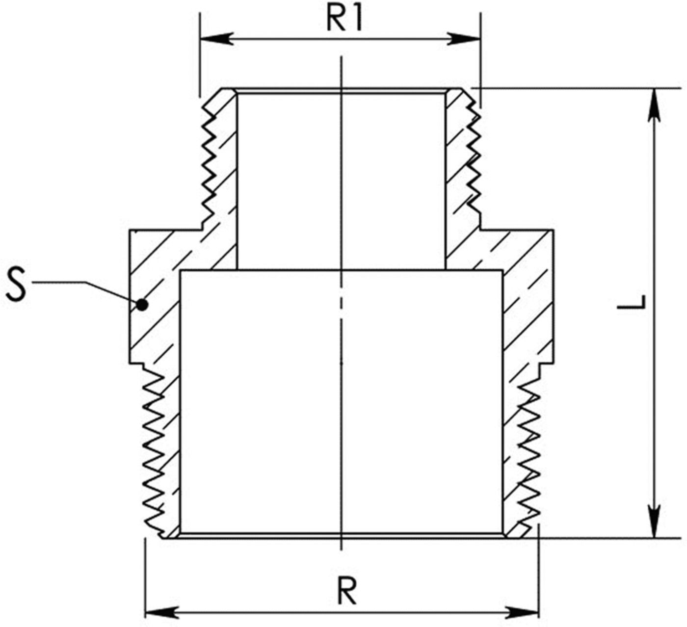 Doppelnippel Red. 8245 1/2"- 1/4" - Rotguss-Gewindefittings