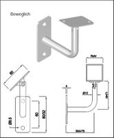 Geschw. Wandkonsole eck. vert. bewegl. 4-kant/Rechteckrohr 12 mm geschl. 1.4301 - INOXTECH-Handlauf-/Geländer-System