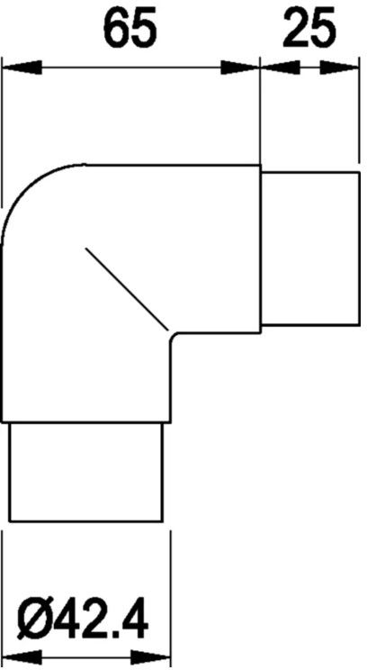 Rohrecke mit seitlichem Anschl. 90° 42.4 mm geschliffen 126566 - INOXTECH-Handlauf-/Geländer-System