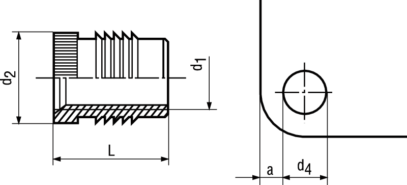 Einpress-Gewinde-Einsätze Messing BN1936 M8 - Bossard Schrauben