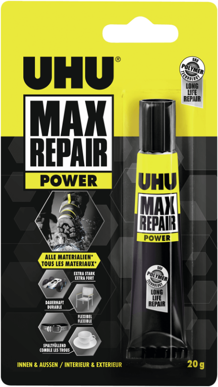 UHU Kleber Max Repair Power, transparent 20g, in Tube, Extrem-Kleber für alle Reparaturen - Kleben