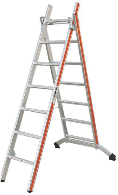 HB Bock-und Schiebeleiter, 2 tlg Typ 135, 2x14 Sprossen, L=4.15/7.23m - Garten