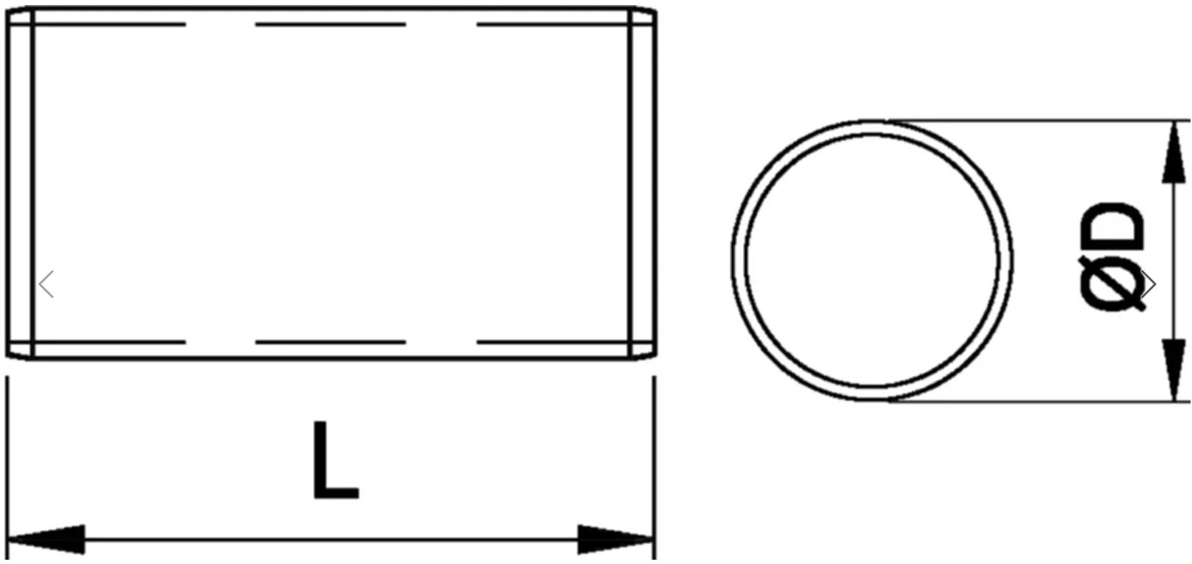 Stossrohr ungeschlitzt 60.3 mm Länge 80 mm 1.4301 - INOXTECH-Handlauf-/Geländer-System