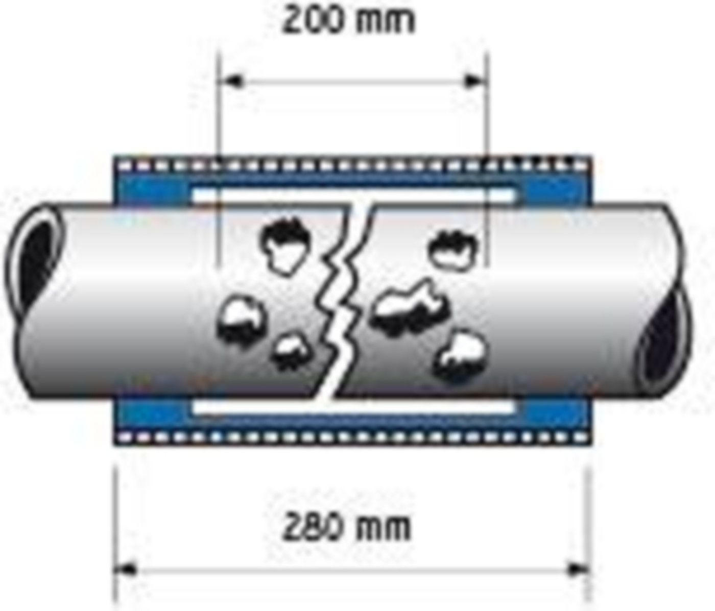 Reparaturkupplung PN 16, RepaFlex32 long lange Ausführung DN 400 PN 16 - RepaFlex-Reparaturkupplungen