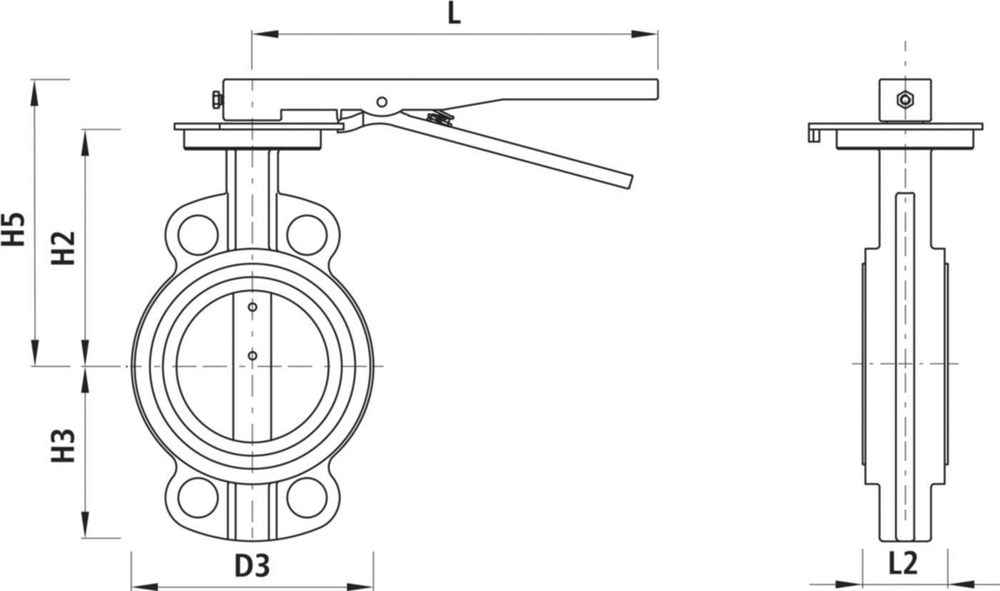 Absperrklappe mit Handhebel Typ AW 9940 DN 65 PN 16 - Hawle Absperrklappen