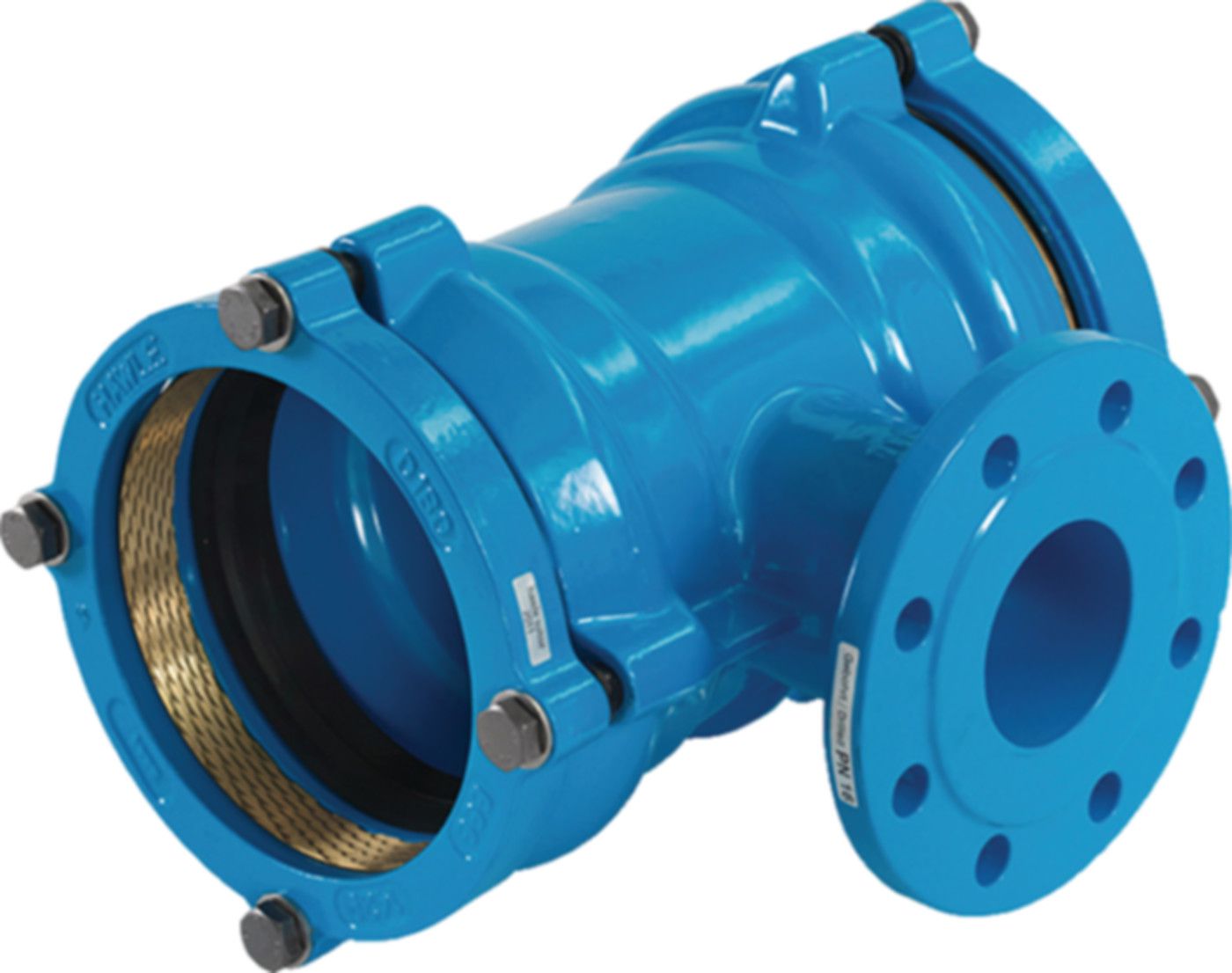 T-Stück mit Flansch-Abgang PN 16 7280 d 160mm / DN 80 - Hawle System 2000