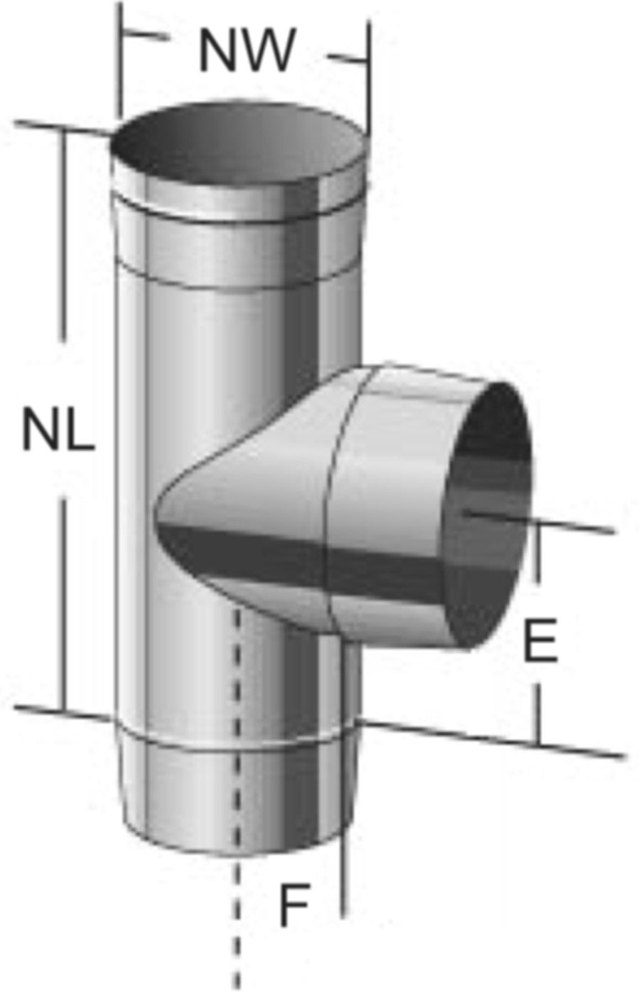 Alkon T-Stück 87° Abgang kon. d 200 mm 6KC87K200 - Kaminsystem V4A einwandig