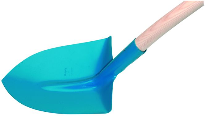 Schwanenhals-Schaufel "Igel", gehärtete Spitze Gr.6, 310 x 280mm, blau, m. Eschenstiel - Bauwerkzeuge
