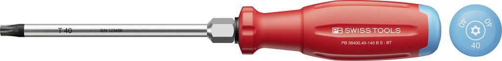 PB Schraubenzieher, SwissGrip Evo, TORX m. bohrung PB 38400 , T40 , L=140mm - Schraubenzieher