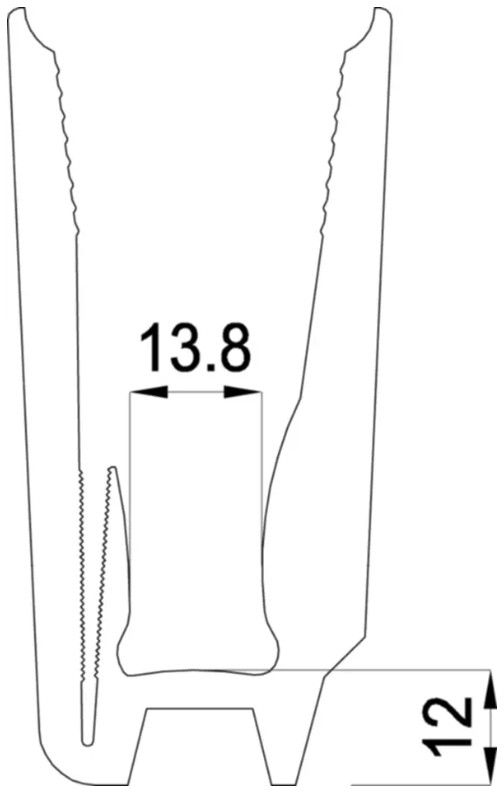 Einsatzprofil für Trockenverglasung Brüstungsgeländer, für Glas 13 mm, L 100 mm, PP - INOXTECH-Handlauf-/Geländer-System
