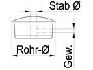 Rohrk Vollmaterial halbru Q-geb M6 Rohr 33.7/ 10 mm geschl. 1.4301 - INOXTECH-Handlauf-/Geländer-System