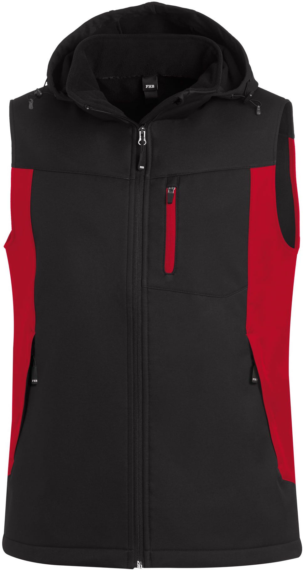 FHB JUSTUS Softshellweste rot-schwarz Gr. 4XL - Textilien