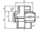 Verschraubung 332 V 3/4" flachd. 770 332 205 - GF verz. Tempergussfittings