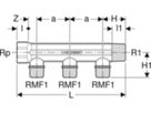 Verteiler dreifach 3/4" 653.429.00.1 Verteilerabgang MasterFix 1/2" - Geberit FlowFit-Rohre/Formstücke