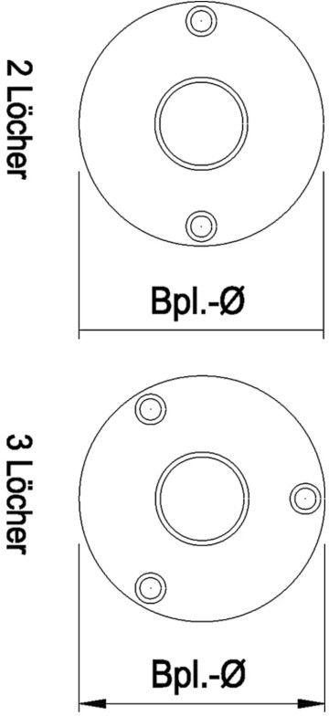 Bodenplatten mit Einsteckrohr 33.7 3 Löcher geschliffen 128251 - INOXTECH-Handlauf-/Geländer-System