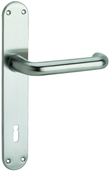 MEGA Haustürdrücker 33.250, vernickelt matt 16mm, 4-Kant: 9mm, TS: 50-85mm - Tür- und Sichtbeschläge