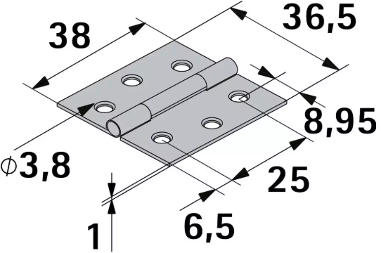 Hettich Scharnier Stahl schwarz, 40 x 40 x 1mm, à 2 Stk - Diverse Möbelbeschläge und Zubehör