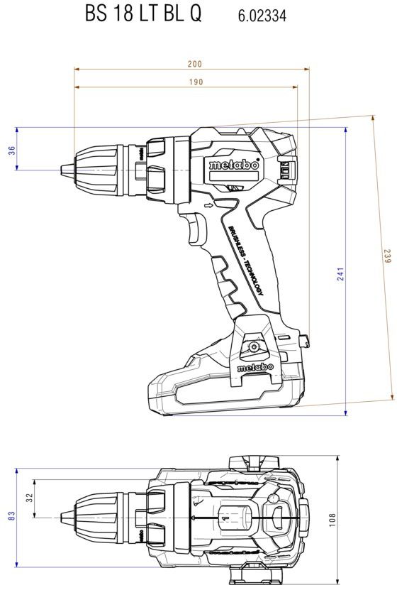 Akku-Bohrschrauber BS 18 LT BL Q 18V, 1.5-13mm, 34/75Nm, 2x4 Ah, in metaBOX - Metabo Elektrowerkzeuge