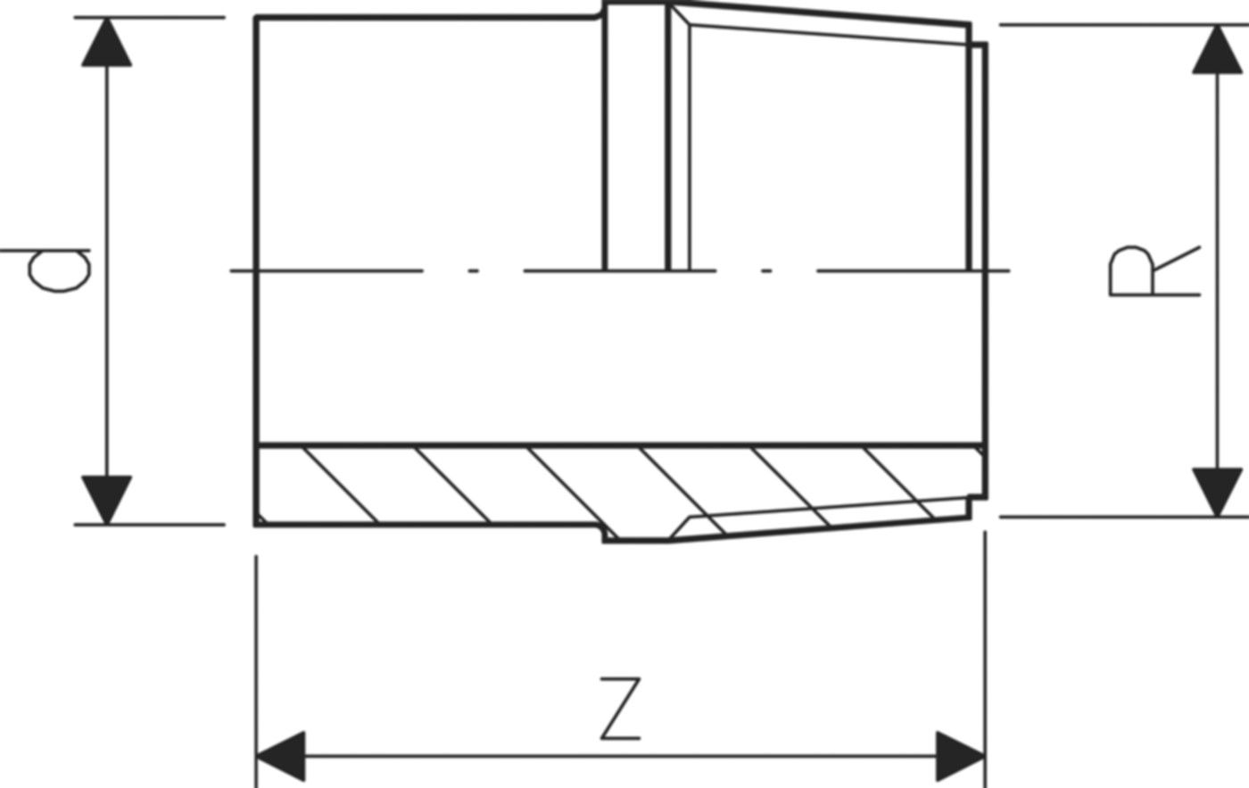 Übergangs-Nippel m/Stutzen AG 32 - 1" 721 913 508 - GF Hart PVC-U Formstücke