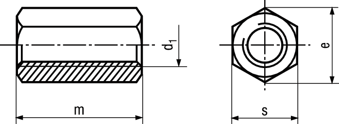 6-kt Verlängerungsmuttern ~3d vzb BN1933 M6 - Bossard Schrauben