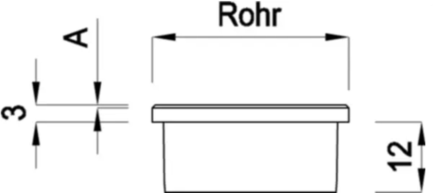 Rohrkappe Vollmaterial gerade m. Fase 20.0 x 1.5 mm geschliffen 1.4301 - INOXTECH-Handlauf-/Geländer-System