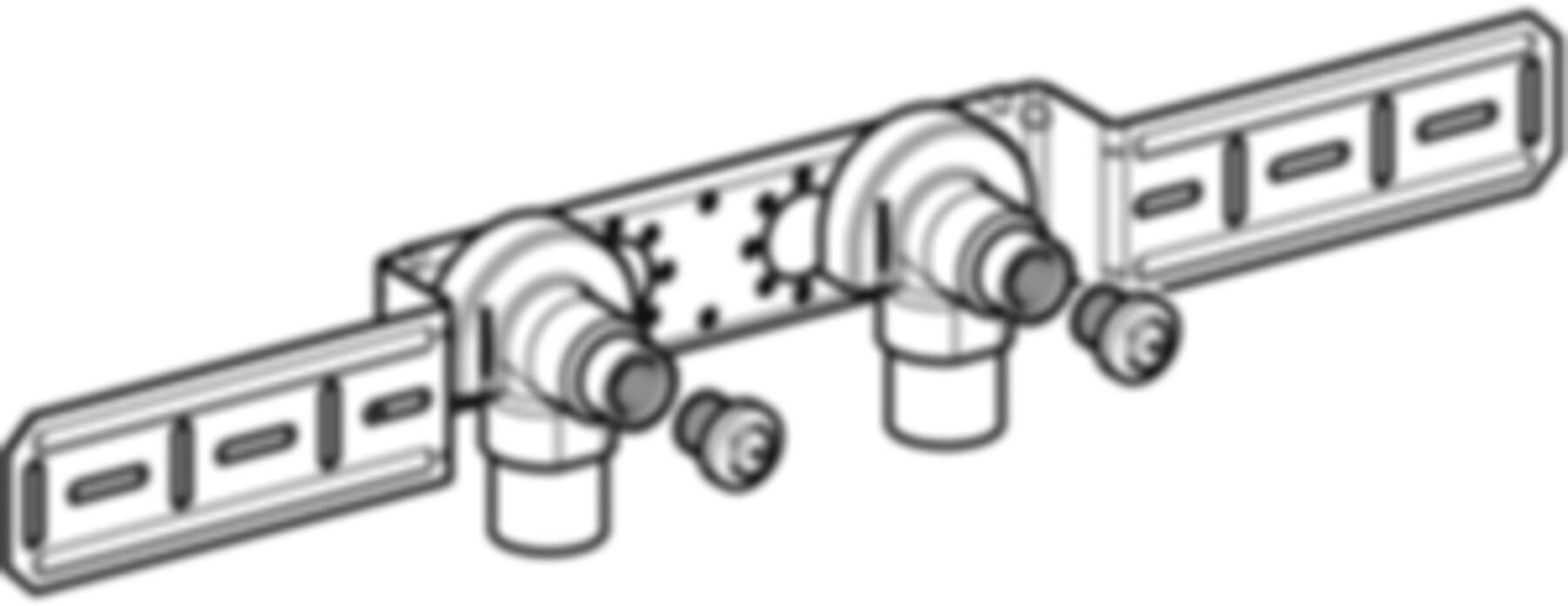 Anschlusswinkel 90° zweifach 100mm 1/2"- MF1/2" abgesetzt, mit Aussengewinde 632.853.00.2 - Geberit-Push Fit-Formstücke