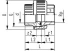 Überg.Verschraubung PVC/FE IG 32 - 1" 721 530 308 - GF Hart PVC-U Formstücke