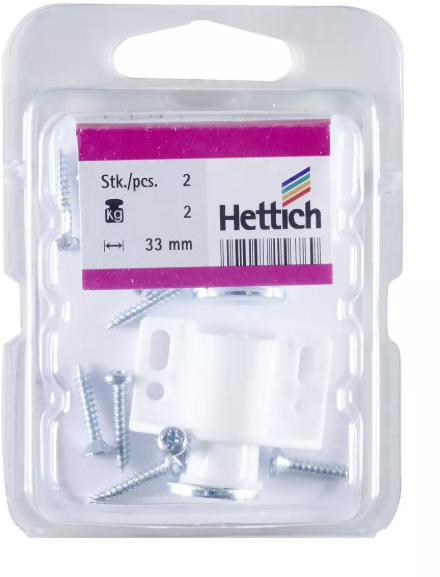 Hettich Magnetschnäpper weiss, 18 x 27mm, Haltekraft 2kg, à 2 Stk - Diverse Möbelbeschläge und Zubehör